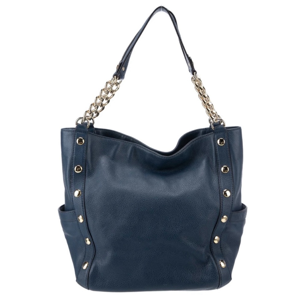 Like new condition/ Michael Kors DELANCY Large Shoulder Tote NAVY BLUE Leather - Picture 4 of 7